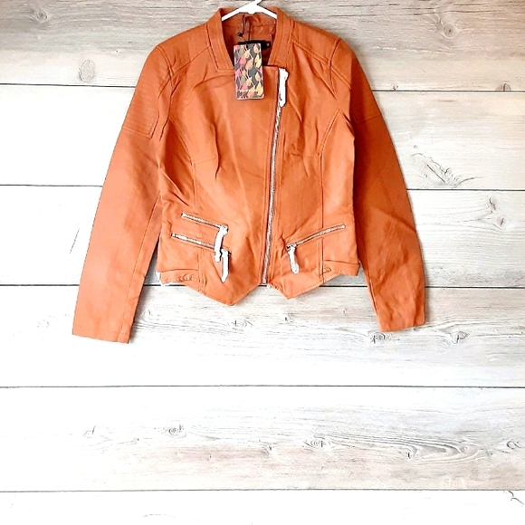 None Jackets & Blazers - Women's brown faux leather jacket Medium